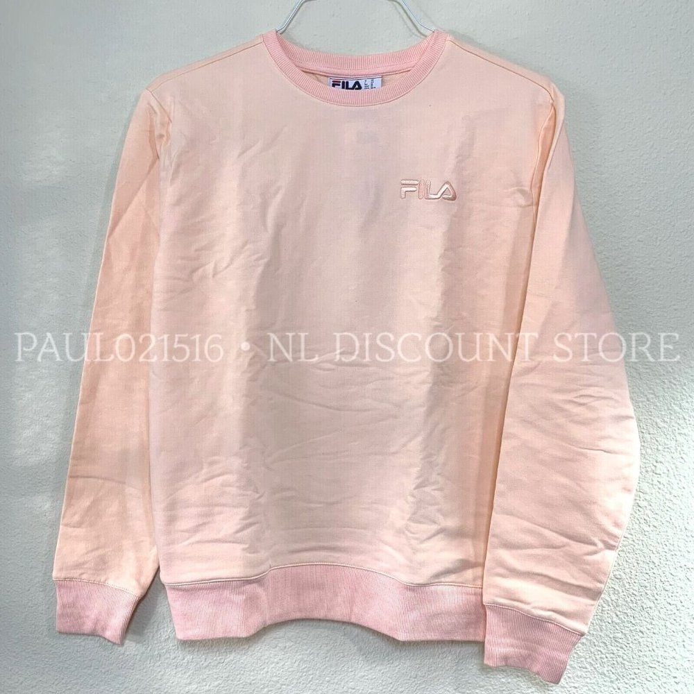 FILA Women's French Terry Long Sleeve Crew Neck Sweatshirt w Pockets, M L XL XXL